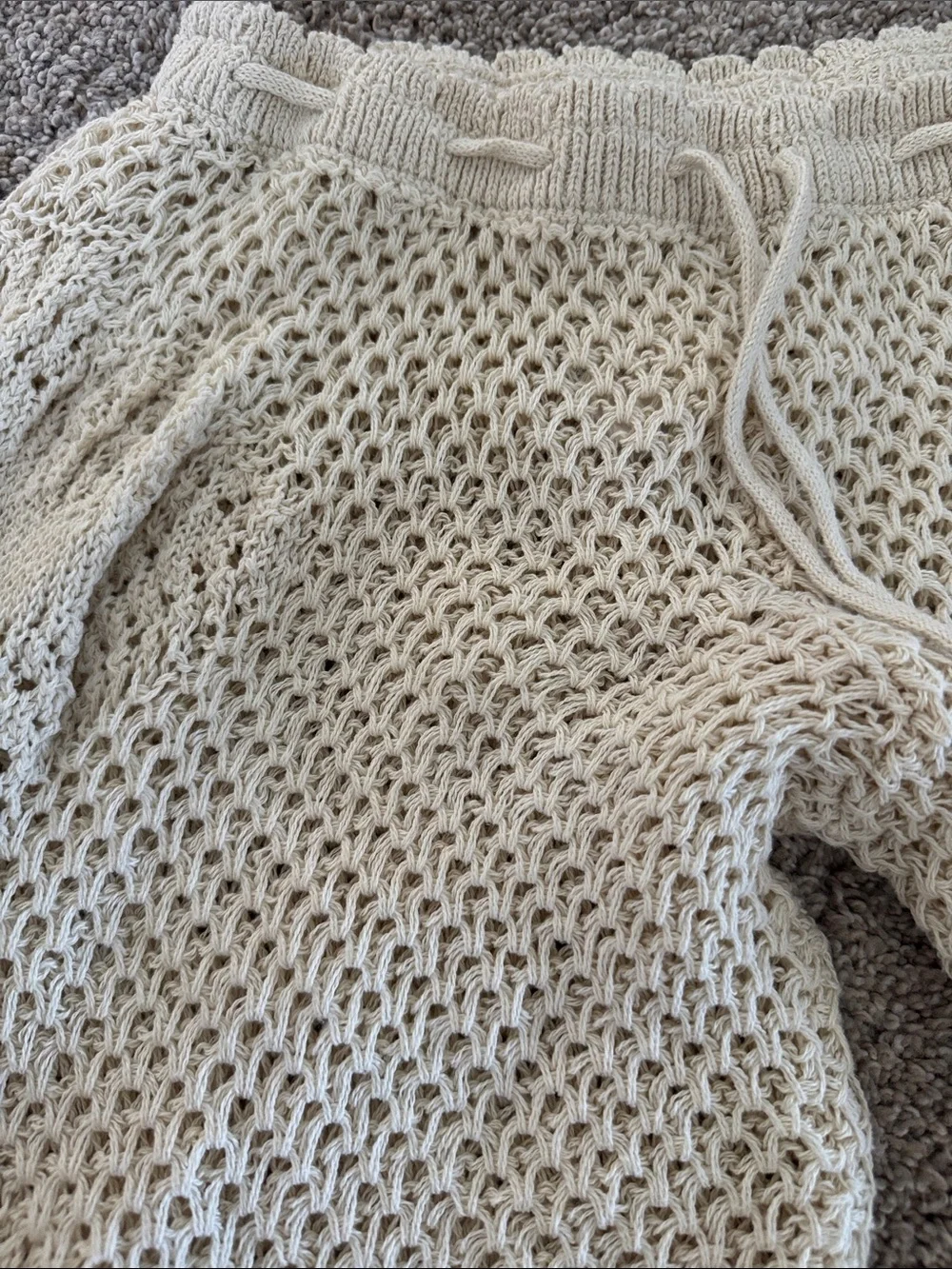 Free People Cream Crochet Ruffle Swim Coverup Pants